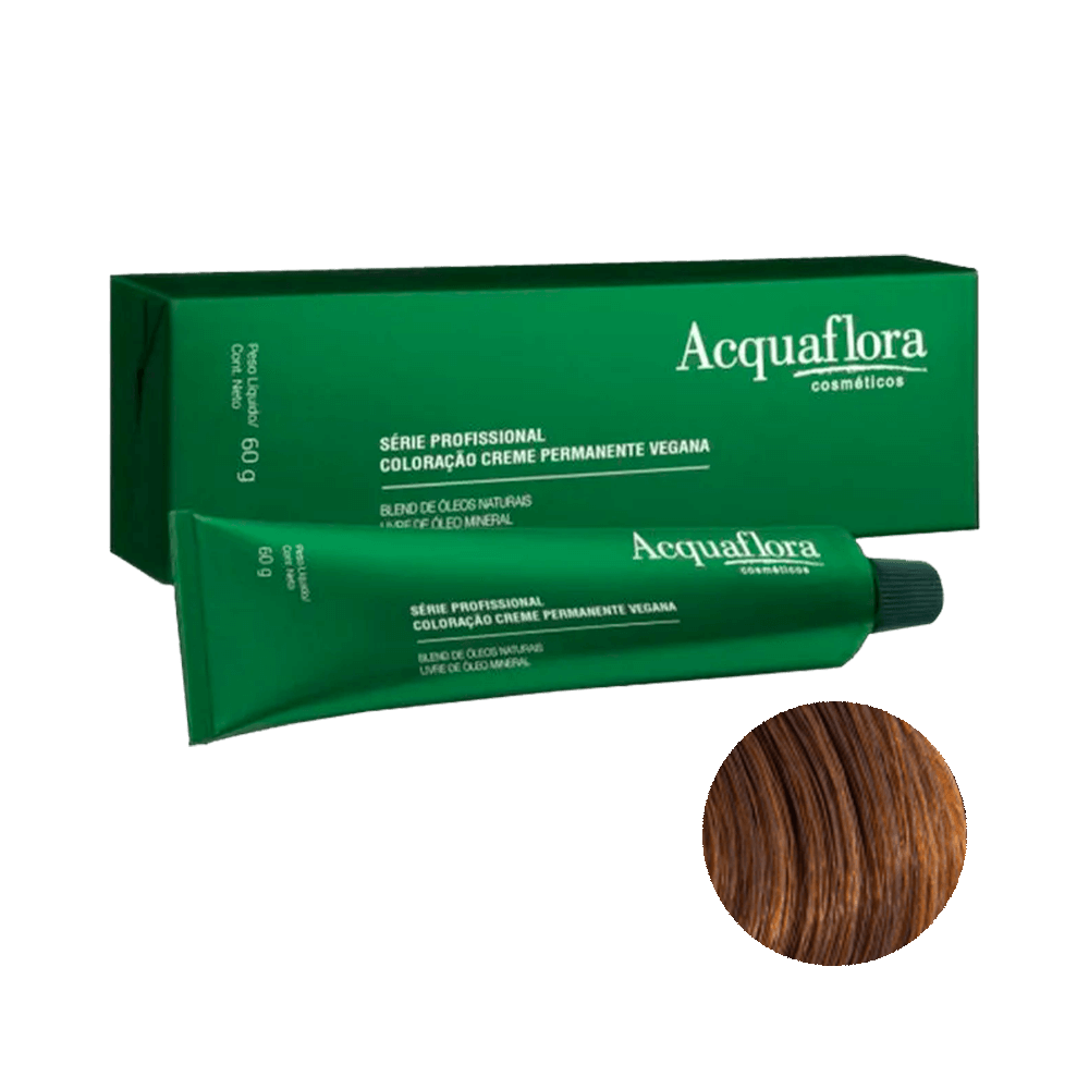 Encontraproduto.com.br - Coloração Acquaflora Creme Permanente Vegana 7.73 Louro Natural Marrom Dourado 60g