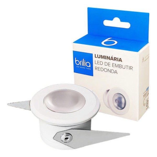 Encontraproduto.com.br - Luminária Spot Led Embutir Redondo 1,5w Bivolt Quente 2700k Cor Branco 110v/220v
