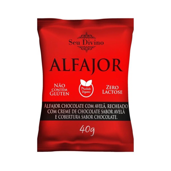 Alfajor Vegano Seu Divino Zero Lactose Chocolate Com Avelã 40g