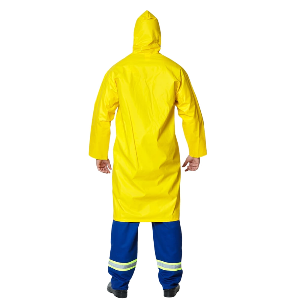 Encontraproduto.com.br - Capa de Chuva Brascamp Amarela Em PVC Forrado Com Manga