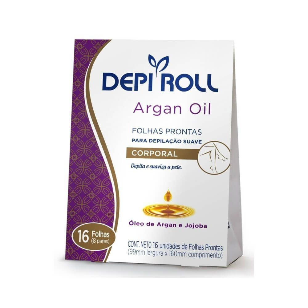 Encontraproduto.com.br - Folha Pronta Para Depilação Depi Roll Corporal Argan com 8 Folhas