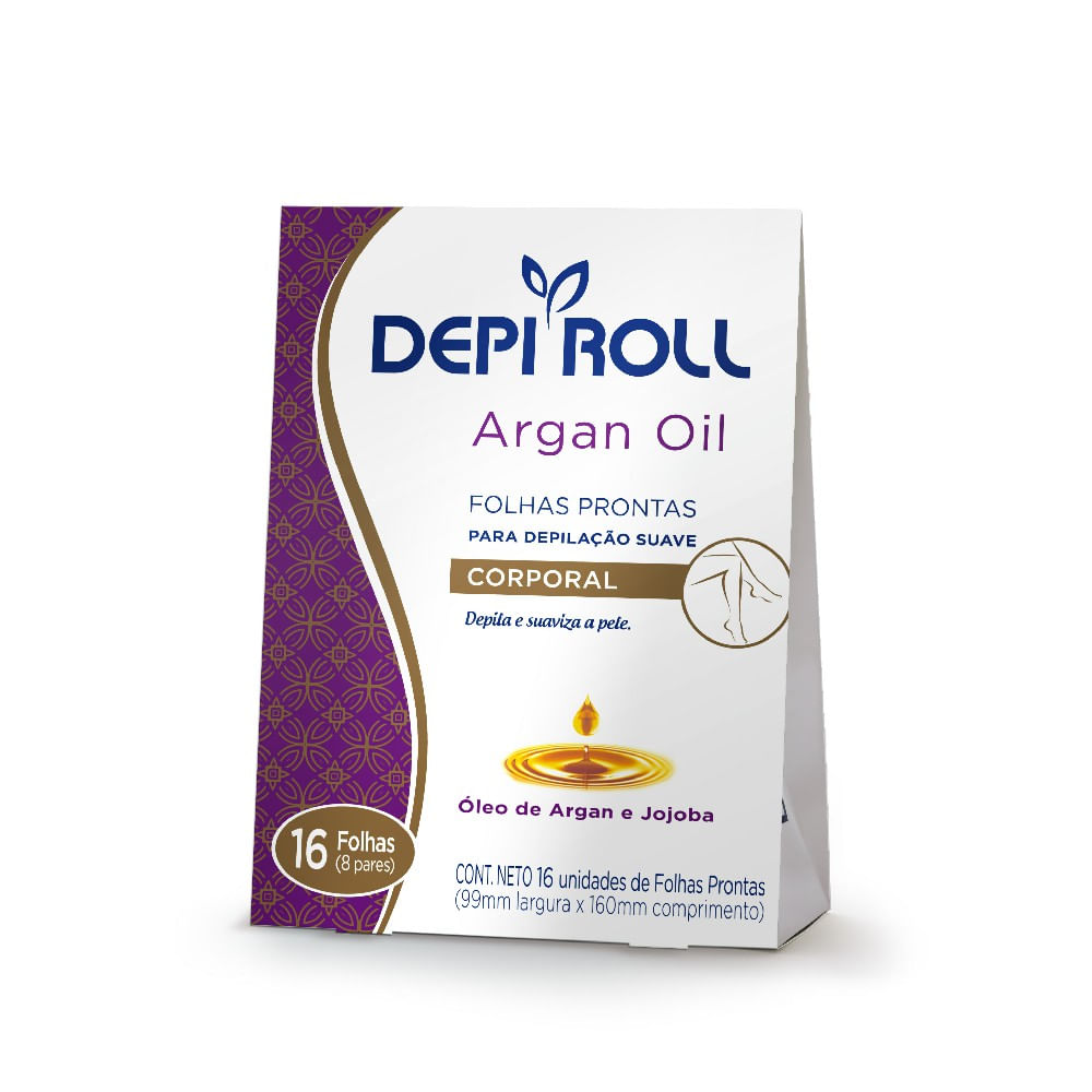 Encontraproduto.com.br - Folha Pronta Para Depilação Depi Roll Corporal Argan com 8 Folhas