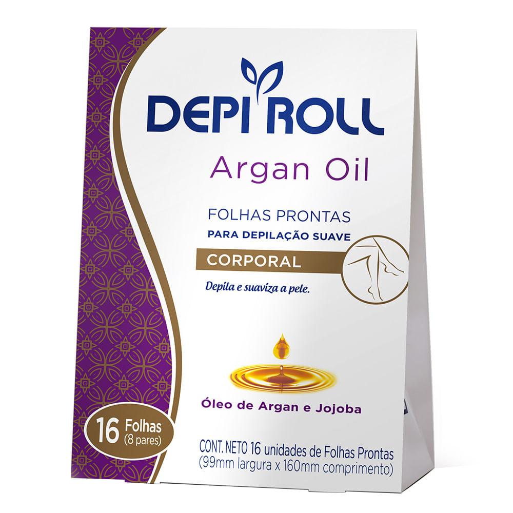 Encontraproduto.com.br - Folha Pronta Para Depilação Depi Roll Corporal Argan com 8 Folhas
