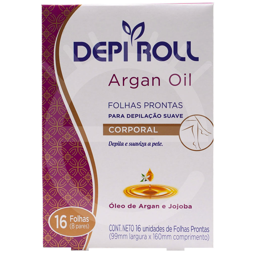 Encontraproduto.com.br - Folha Pronta Para Depilação Depi Roll Corporal Argan com 8 Folhas