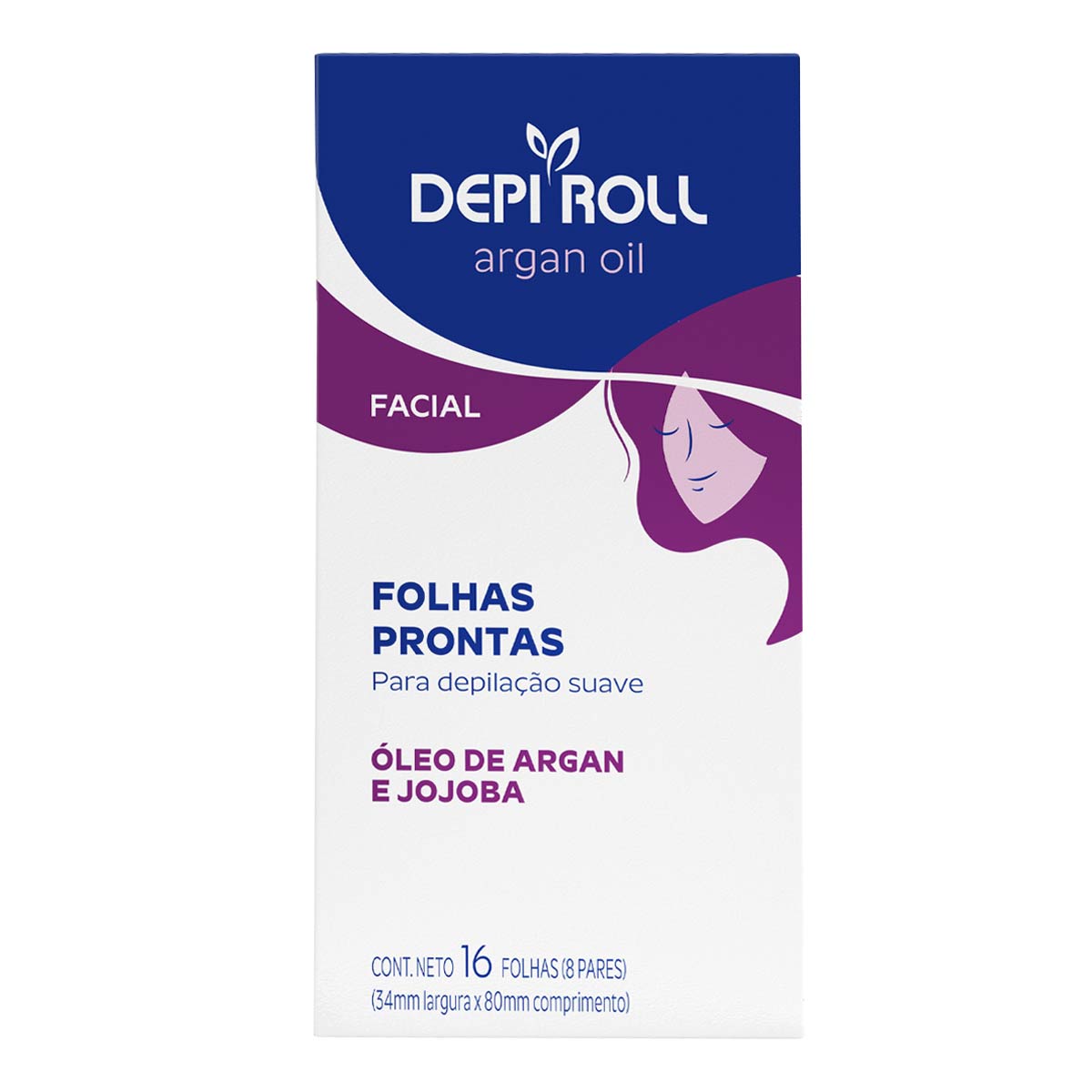 Encontraproduto.com.br - Folha Pronta Para Depilação Depi Roll Facial Argan com 16 Folhas