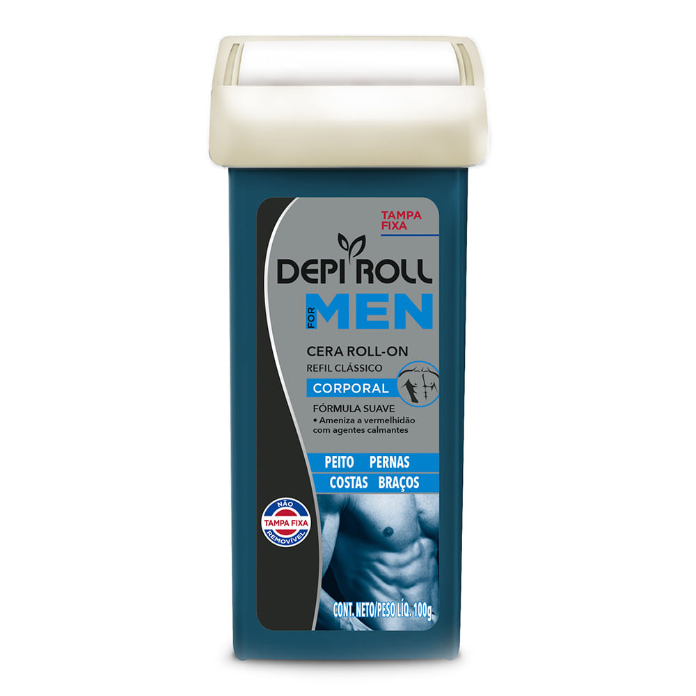 Encontraproduto.com.br - Depilatório Depi Roll Men Cera Depilatória Roll-on refil 100g VENCIMENTO 31/10/2024