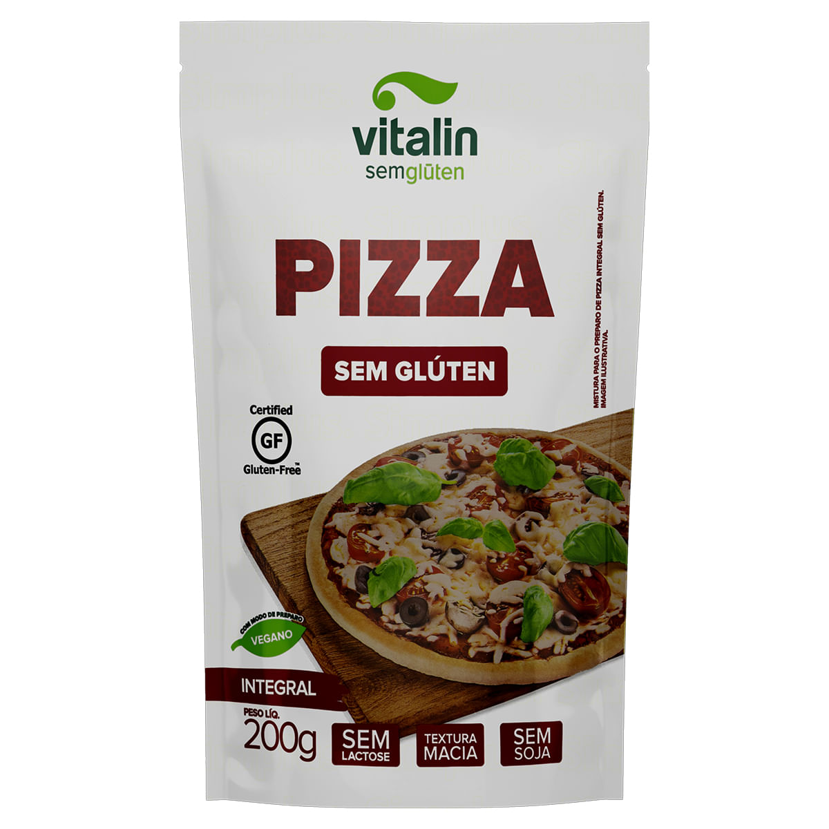 Encontraproduto.com.br - Mistura Vitalin p/ Massa de Pizza Integral s/ Glúten Zero Lactose Sachê200g
