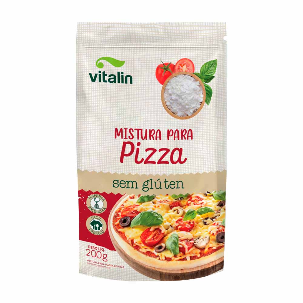 Encontraproduto.com.br - Mistura Vitalin p/ Massa de Pizza Integral s/ Glúten Zero Lactose Sachê200g