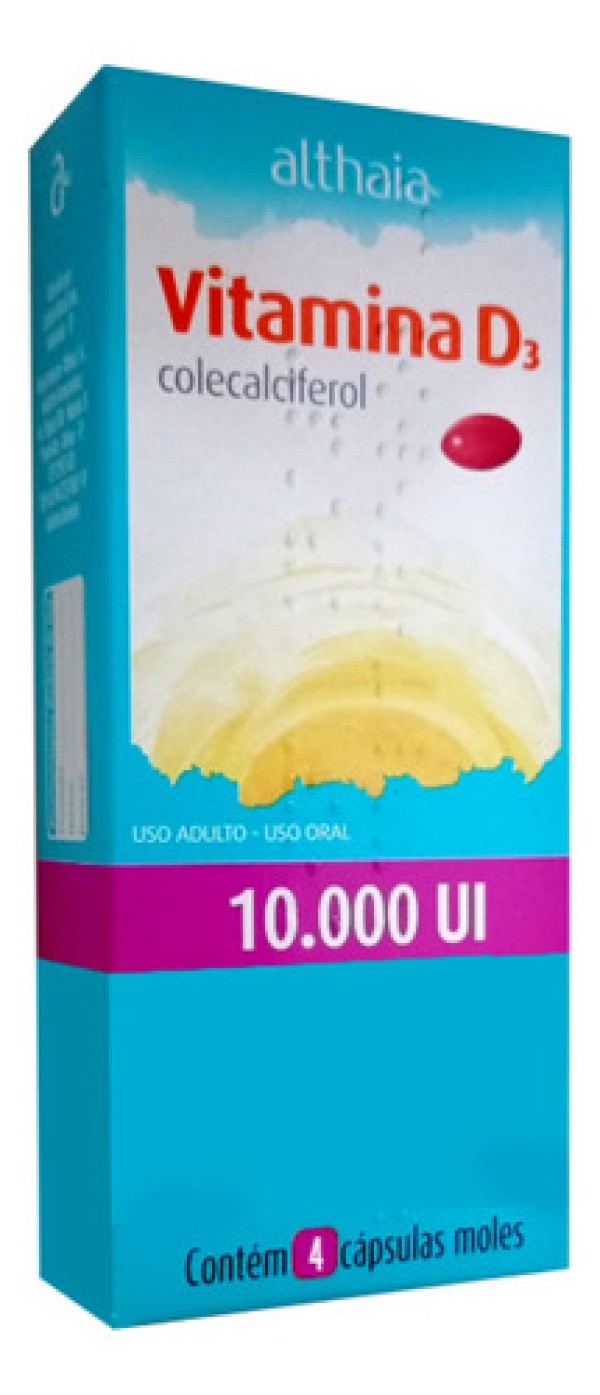 Encontraproduto.com.br - Vitamina D3 Althaia 10.000 UI 4 Cápsulas Moles