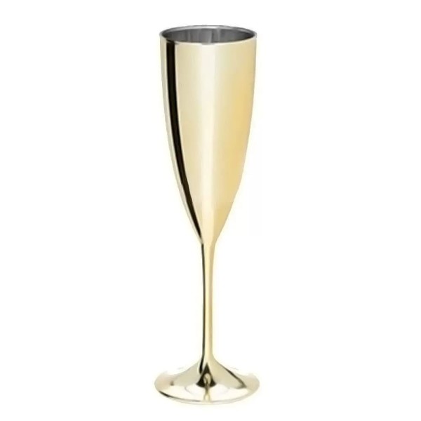 Encontraproduto.com.br - Taça de Champanhe Dourada Metalizada 170ml Neoplas