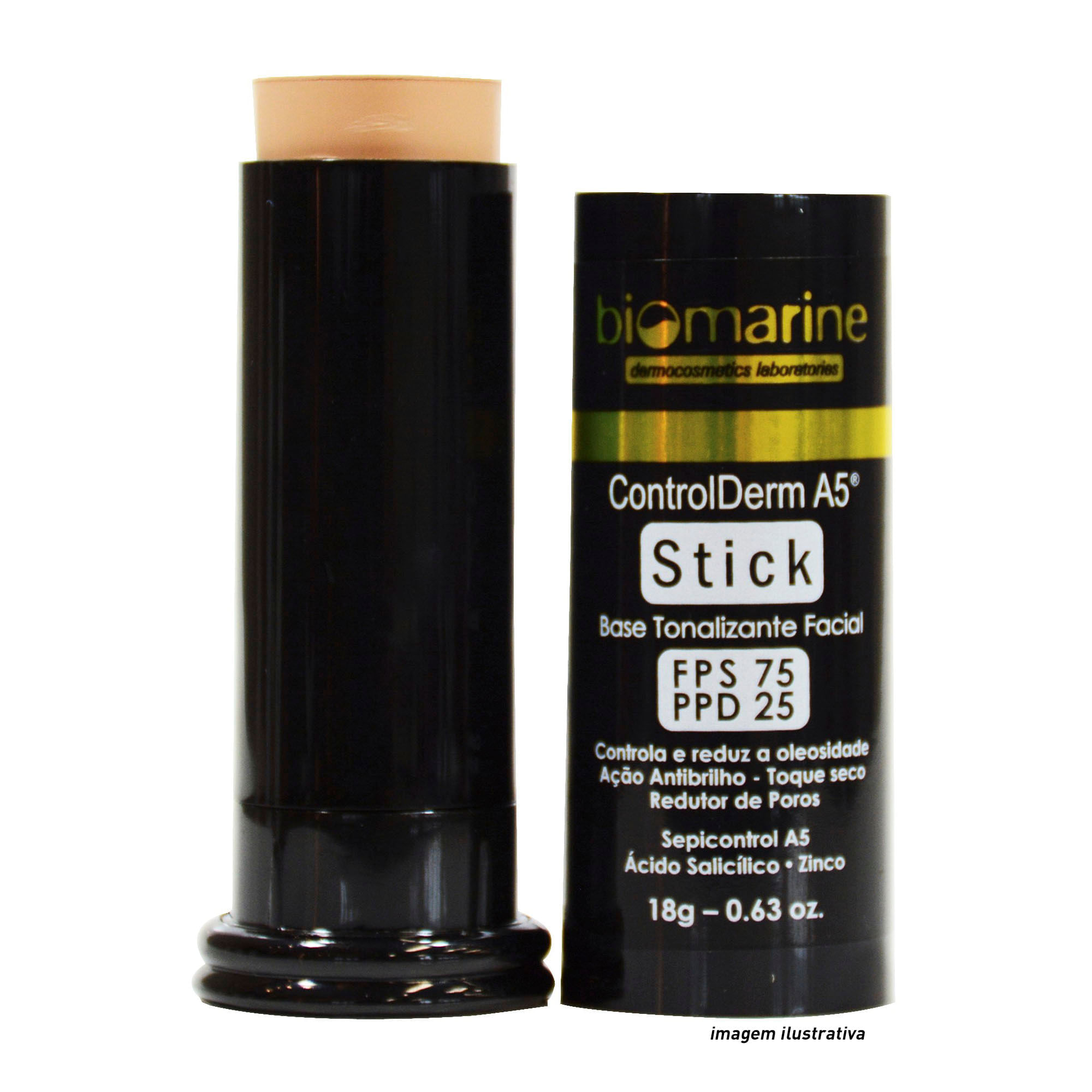 Biomarine Anti Acne Protetor Tonalizante Control Derm Stick FPS 75 PPD 25 Cor Bege