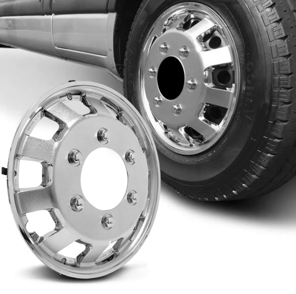Encontraproduto.com.br - Calota Cromada Aro 16 sem Miolo Universal Para Vans Fixação Por Presilhas