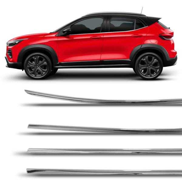 Kit Friso Pestana De Porta Fiat Pulse 2021 2022 Cromado 4 Portas