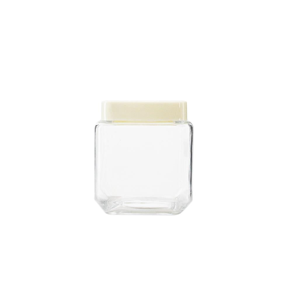 Pote quadrado de vidro com tampa em plástico Casambiente Square 14,5cm