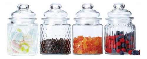 Encontraproduto.com.br - Jogo com 4 Potes para Mantimento Casa Ambiente - 300 ml