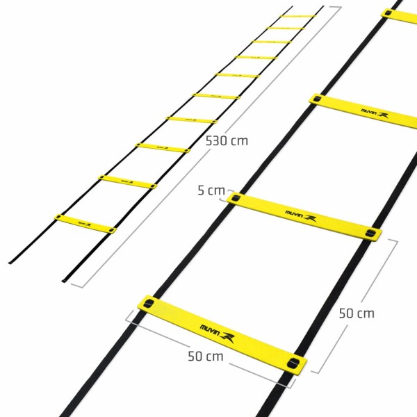 Encontraproduto.com.br - Escada de Agilidade Muvin Basics EVA - Escada de Velocidade 5,5 m com 10 Degraus em EVA