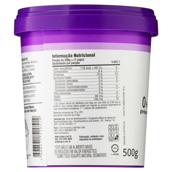 Encontraproduto.com.br - Iogurte Yorgus Grego Desnatado 500g