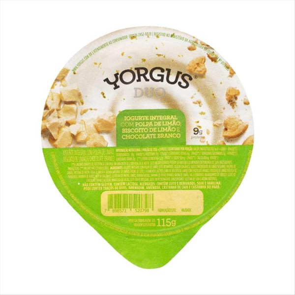 Encontraproduto.com.br - Iogurte Integral Yorgus Duo Polpa De Limão, Biscoito De Limão E Chocolate Branco Pote 115g