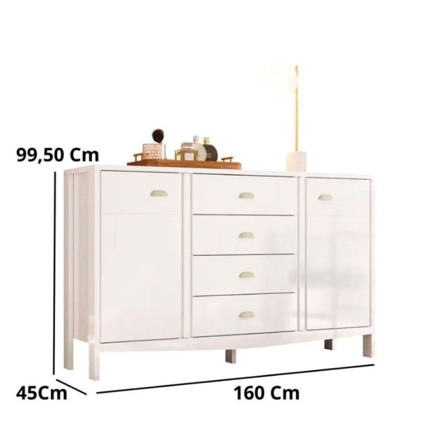 Encontraproduto.com.br - Cômoda Prisma 2 Portas E 4 Gavetas Lukaliam Branco