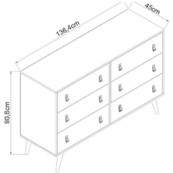 Encontraproduto.com.br - Cômoda Para Quarto Com 6 Gavetas E 12 Puxadores Em Couro savana Com Alecrim Savana Com Alecrim