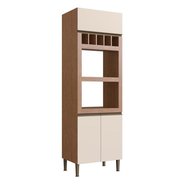 Encontraproduto.com.br - Armário Para Forno E Micro Com 2 Nichos 3 Portas 2,22M Ébano Com Off White
