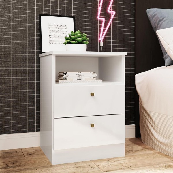 Encontraproduto.com.br - Mesa de Cabeceira Infantil Irlanda com 2 Gavetas - Branco