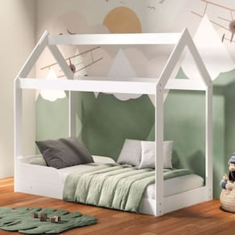 Cama Infantil Montessoriana Encanto com Tenda e Grade de Proteção o Barreto