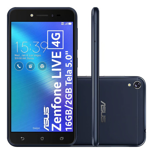 Smartphone Asus Zenfone Live Dual Chip Android 6.0 Snapdragon 16GB 4G Câmera 13MP Tela 5 Preto