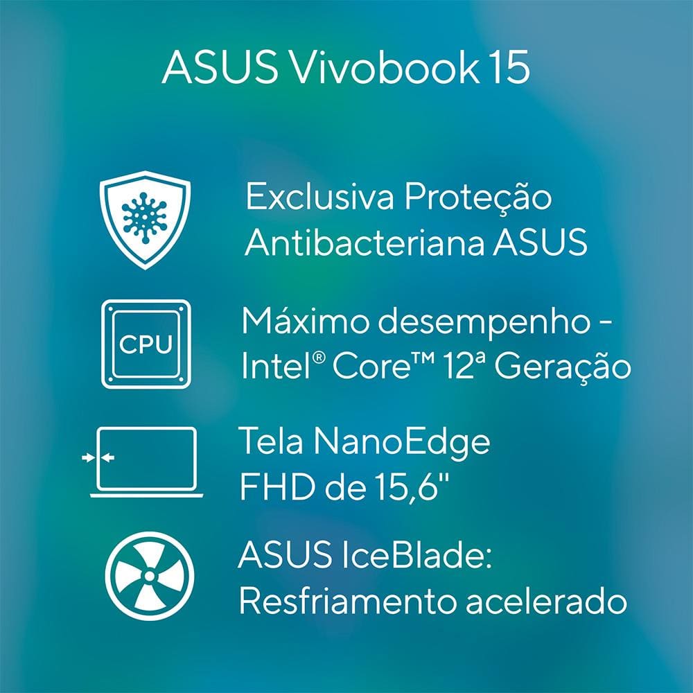 Encontraproduto.com.br - Notebook Asus Vivobook X1502za-ej1761 Intel Core I5 12450h 8gb 256ssd Linux Keepos Intel Iris Xe