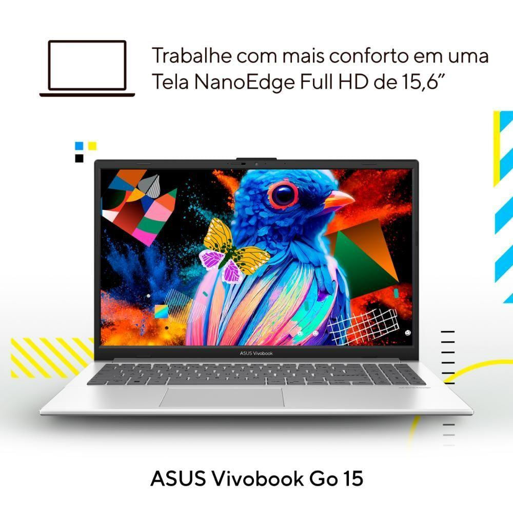 Encontraproduto.com.br - Notebook Asus Vivobook E1504GA-NJ441W Intel Core I3-N305, 4GB RAM, 256GB SSD, W11, Tela 15.06