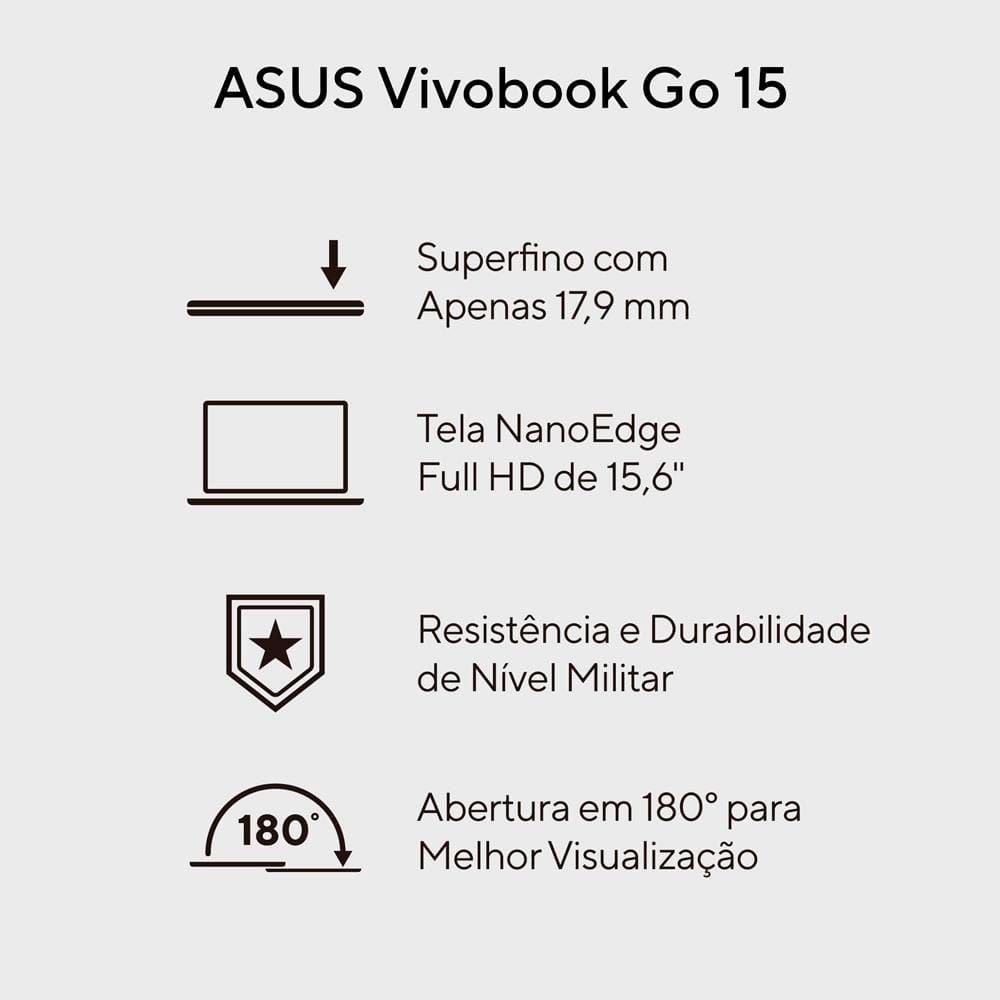 Encontraproduto.com.br - Notebook Asus Vivobook Go E1504ga Intel Core I3 N305 8gb Ram 256gb Ssd Windows 11 Tela 15,6