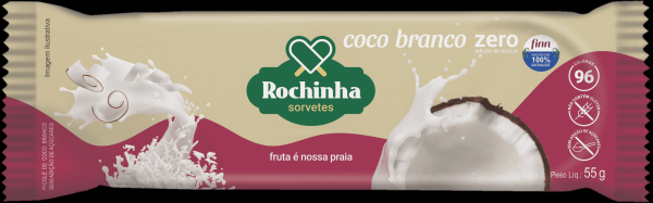 Encontraproduto.com.br - Picolé Rochinha Sorvetes Coco Branco sem Adição de Açúcar Pacote 55 g