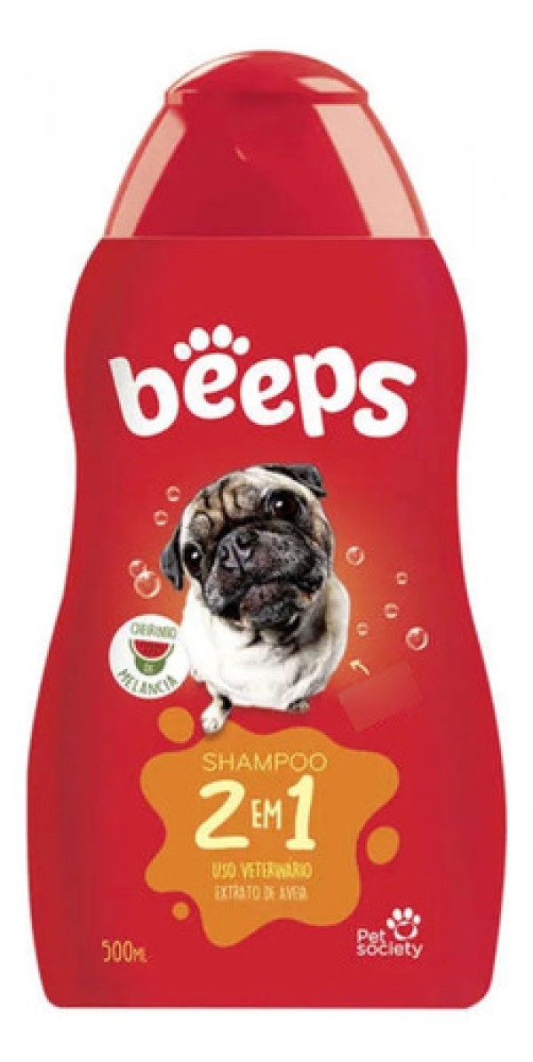 Shampoo Pelos Curtos 2 em 1 Beeps 500ml Pet Society