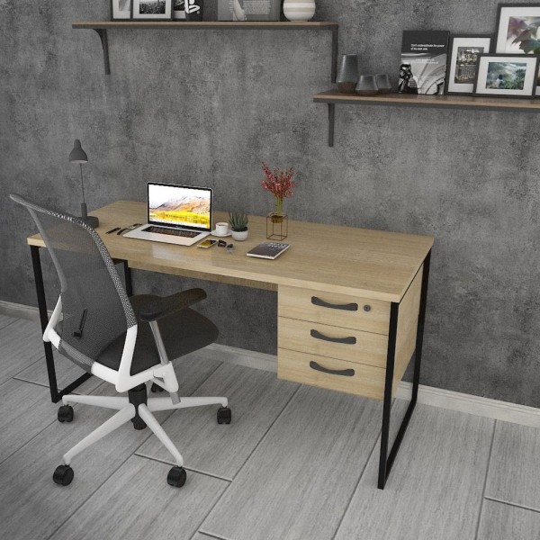 Encontraproduto.com.br - Gaveteiro Fixo 03 Gavetas Para Mesas Carvalho Treviso Gaveteiro Para Mesa Gaveta Mesa Gavetas Mesa