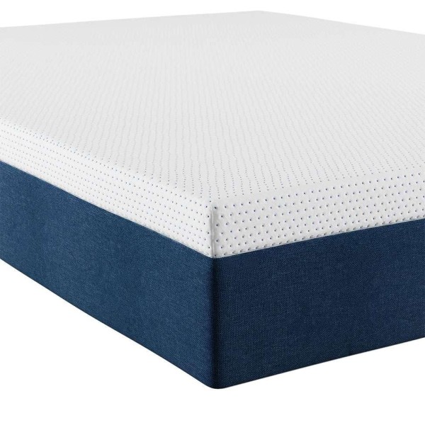 Encontraproduto.com.br - Colchão Viúva Guldi Firme Mola Ensacada (25x128x188) Branco e Azul