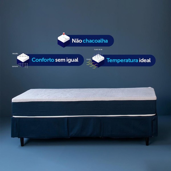 Encontraproduto.com.br - Colchão Viúva Guldi Firme Mola Ensacada (25x128x188) Branco e Azul