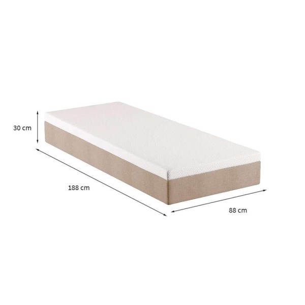 Encontraproduto.com.br - Colchão Solteiro Guldi Comfort com Massageador Quântico Molas Ensacadas (30x88x188) Branco e Bege