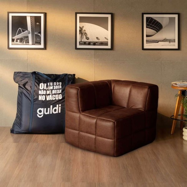 Encontraproduto.com.br - Módulo Canto Sofá Guldi Popup Corino Café