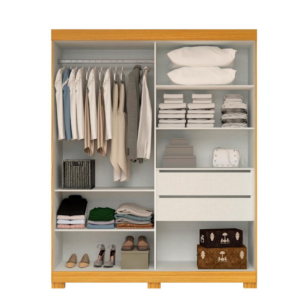 Encontraproduto.com.br - Guarda Roupa Solteiro Flex com Pés 2 Portas de Correr 100% MDF Helena ACP Móveis