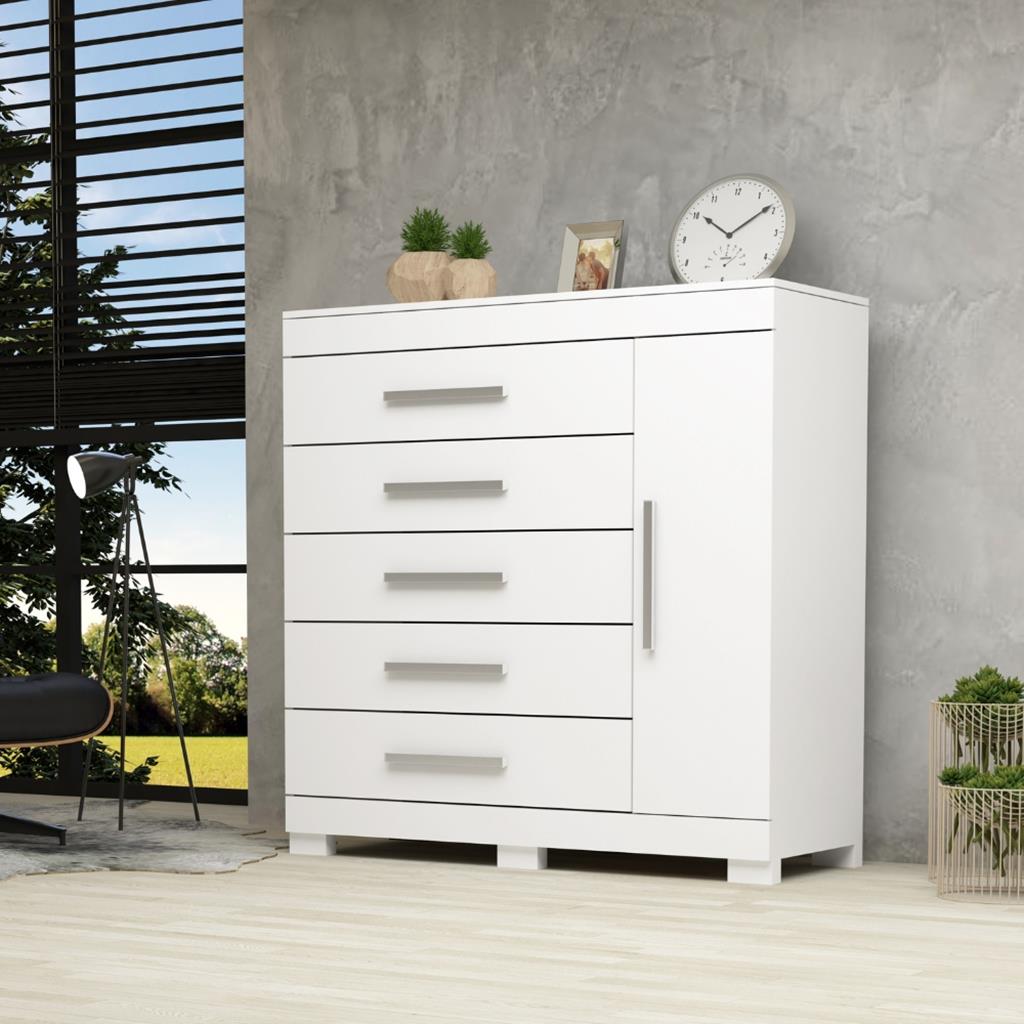 Encontraproduto.com.br - Cômoda 5 Gavetas 1 Porta Com Sapateira Rayane ACP