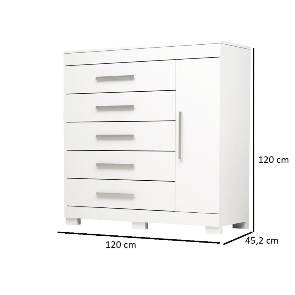 Encontraproduto.com.br - Cômoda 5 Gavetas 1 Porta Com Sapateira Rayane ACP