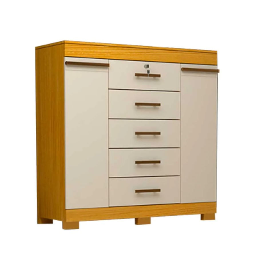 Encontraproduto.com.br - Cômoda Diana Prime Com 5 Gavetas Com Chave Acp Móveis Naturalle Com Off White