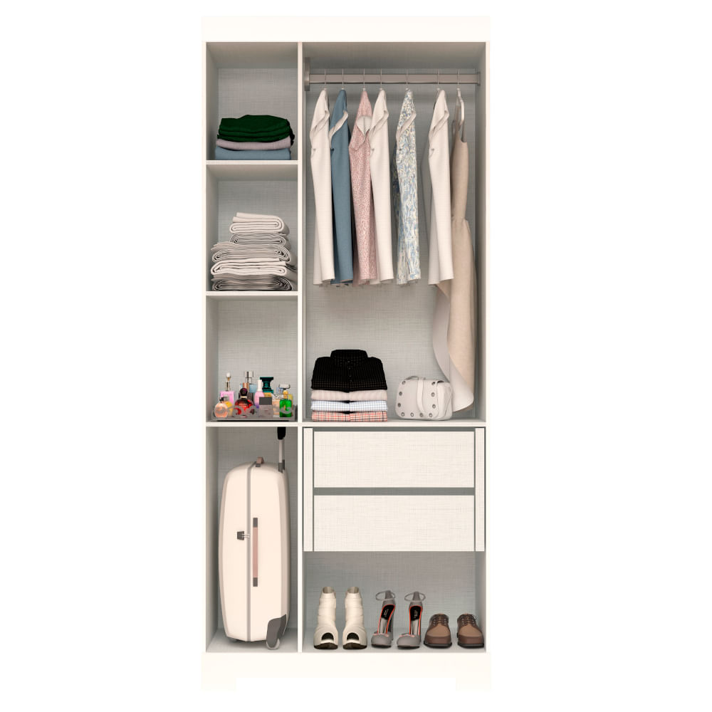 Encontraproduto.com.br - Guarda Roupa Solteiro Flex com Pés 3 Portas 100% MDF Lana ACP Móveis