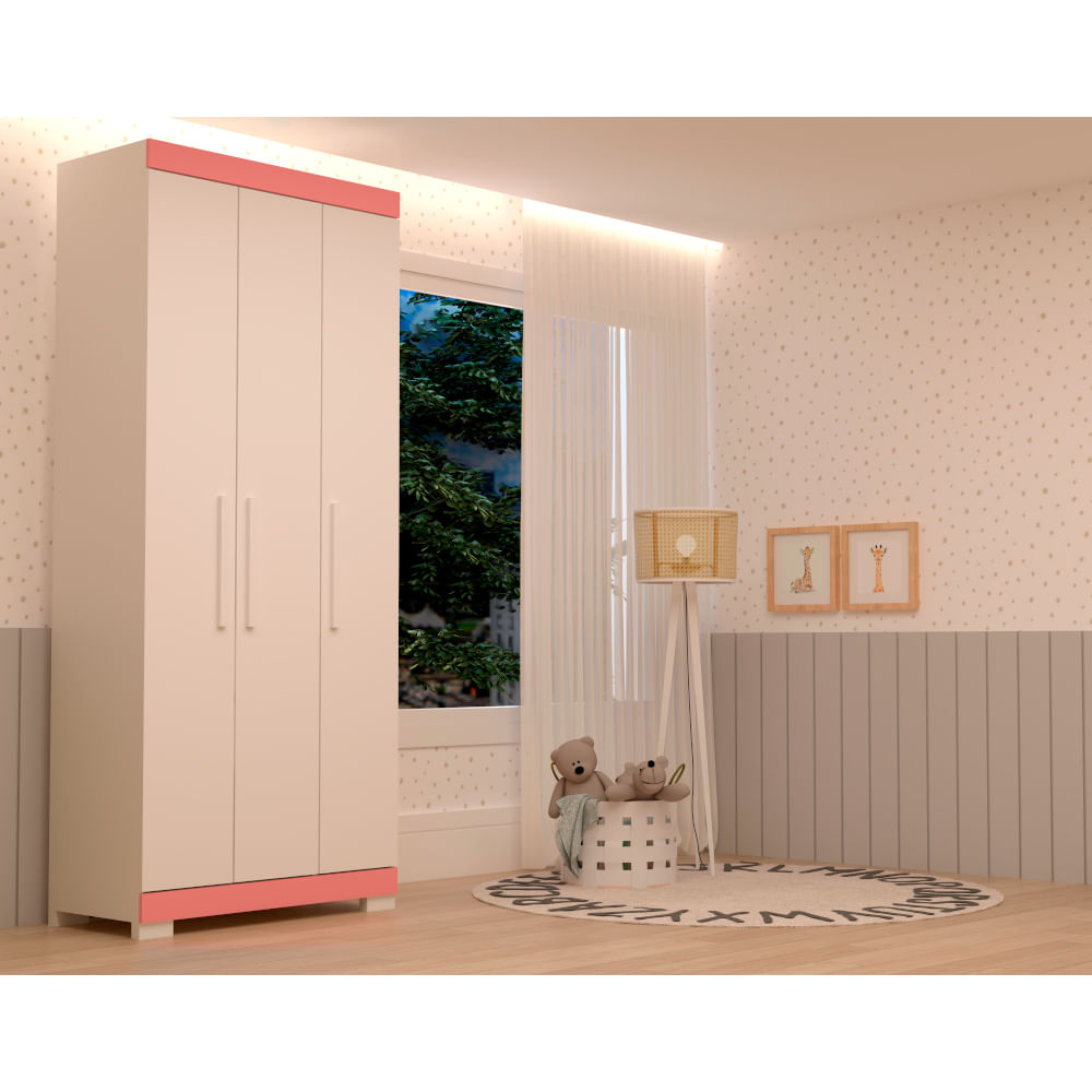 Encontraproduto.com.br - Guarda Roupa Solteiro Flex com Pés 3 Portas 100% MDF Lana ACP Móveis