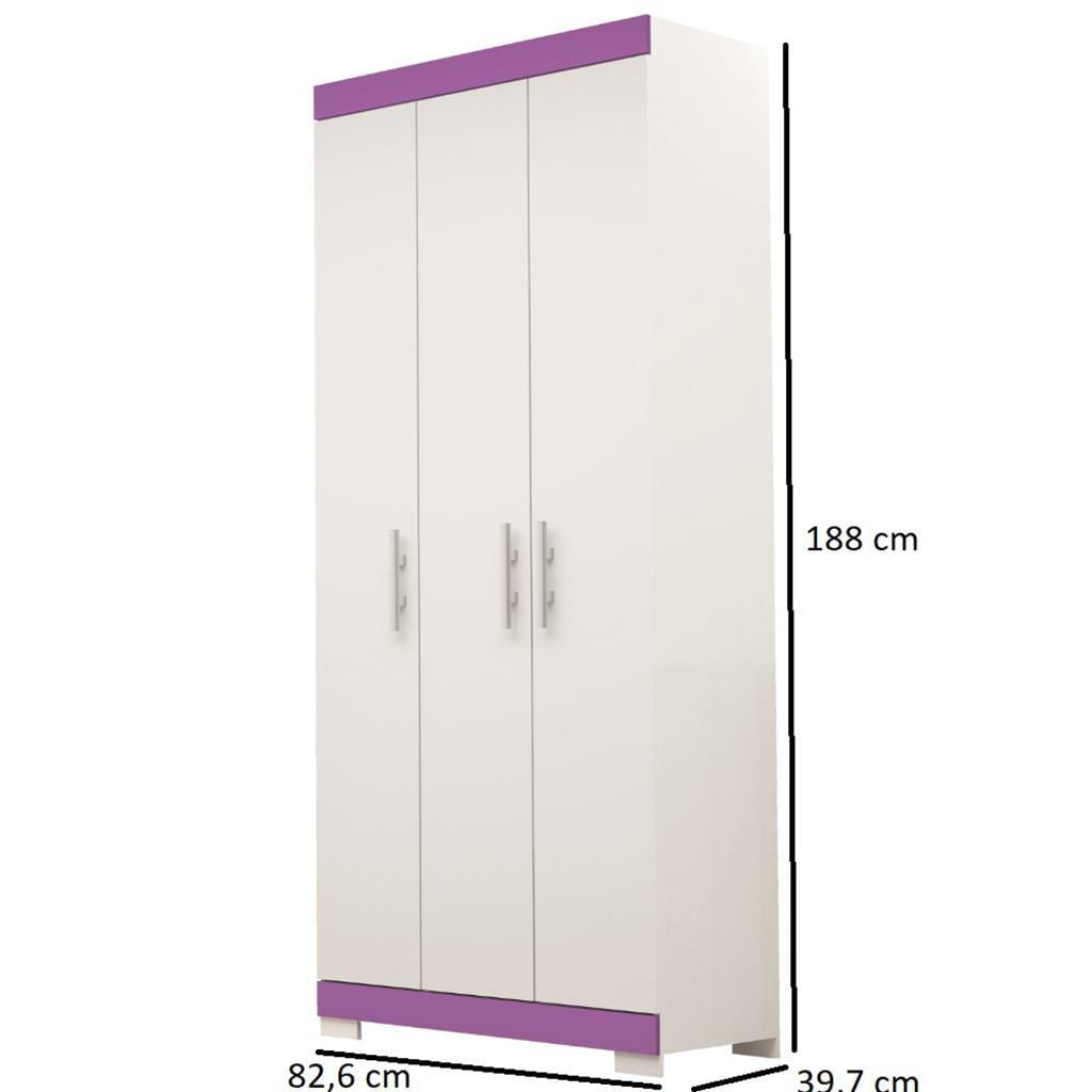 Encontraproduto.com.br - Guarda Roupa Solteiro Flex com Pés 3 Portas 100% MDF Lana ACP Móveis