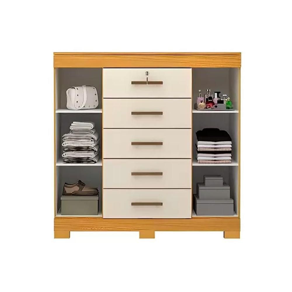 Encontraproduto.com.br - Cômoda ACP Diana 5 Gavetas e 2 Portas com Sapateira e Corrediças Metálicas - Branco