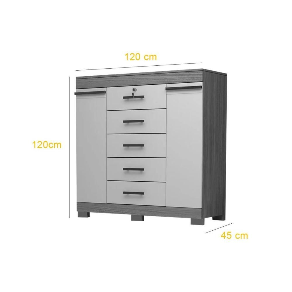 Encontraproduto.com.br - Cômoda ACP Diana 5 Gavetas e 2 Portas com Sapateira e Corrediças Metálicas - Branco