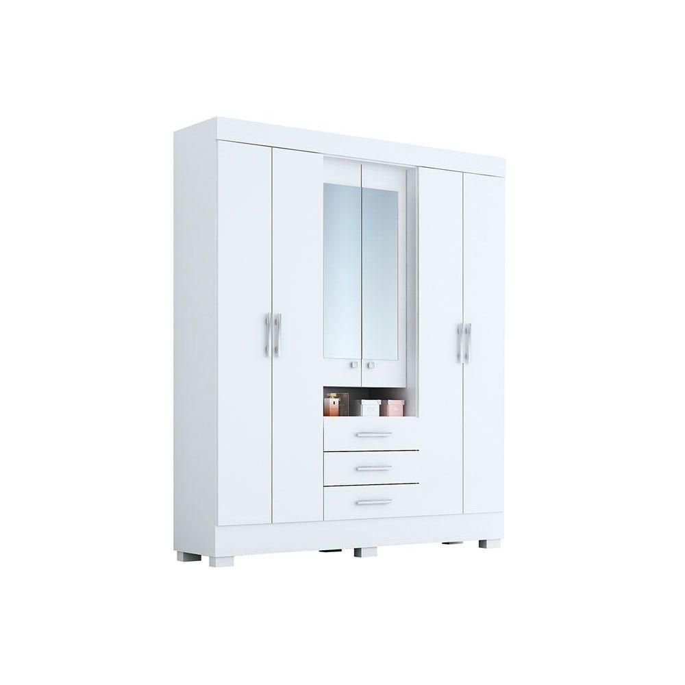 Encontraproduto.com.br - Guarda Roupa Casal com Espelho e Pés 6 Portas 3 Gavetas 100% MDF Debora ACP