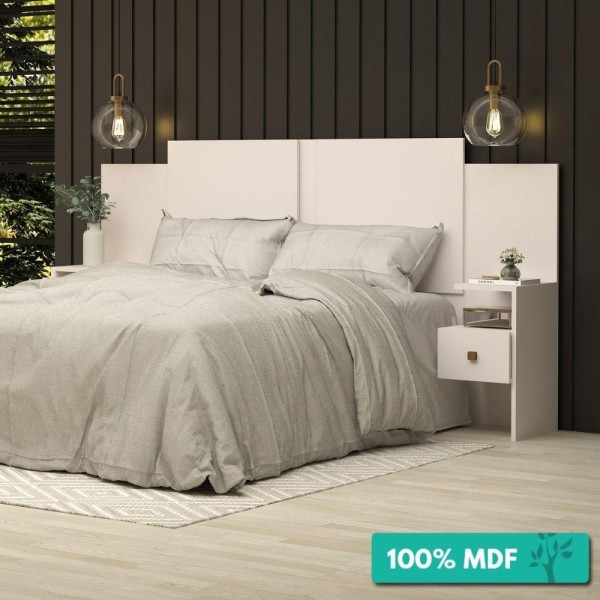 Encontraproduto.com.br - Cabeceira para Casal Carla ACP com Paletas e 2 Gavetas - Branco