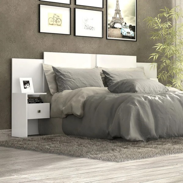 Encontraproduto.com.br - Cabeceira para Casal Carla ACP com Paletas e 2 Gavetas - Branco